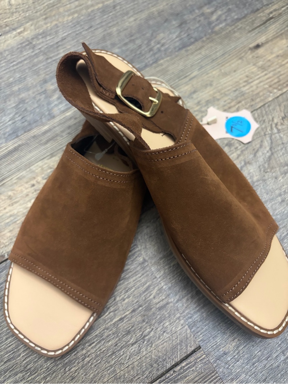 Women’s Italian Brown Suede Open-Toe Slingback Sandals